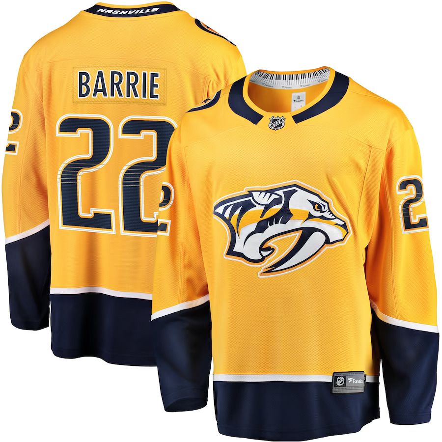 Men Nashville Predators #22 Tyson Barrie Fanatics Branded Gold Home Breakaway NHL Jersey